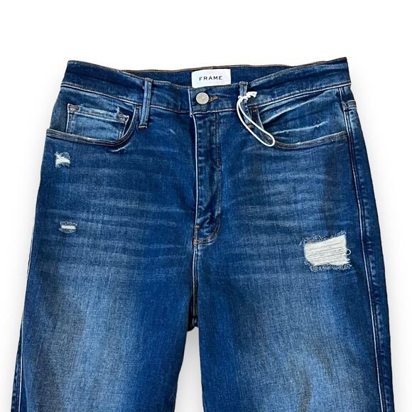NWT FRAME Jeans Le Sylvie High Rise Slender Straight 31 Distressed Swoon Wash - Picture 5 of 13